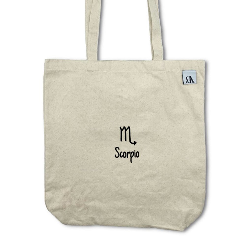 Scorpio astrology / zodiac embroidered tote bag